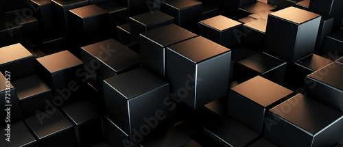 Glossy Black Cubes with Light Reflections