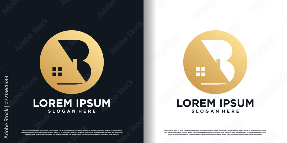 letter B logo design vector with creative house concept premium vector ...