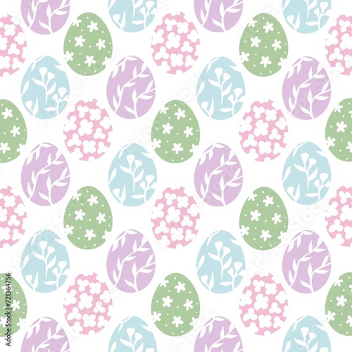 Pastel Easter eggs seamless pattern background. Decorative Easter elements.