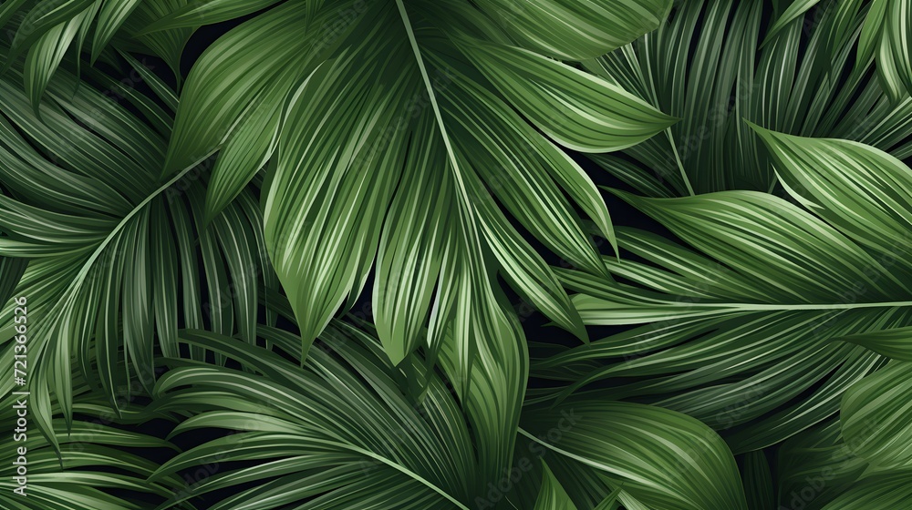 palm leaves seamless pattern.
