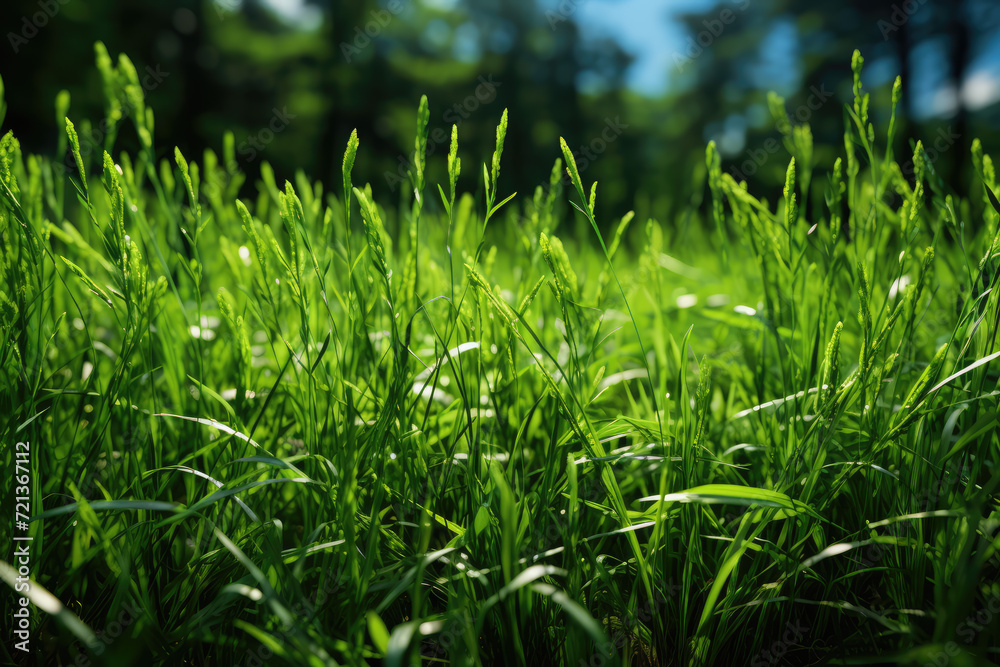 Green grass in the sunlight. Shallow depth of field. Selective focus Green grass in the sunlight. Shallow depth of field. Selective focus
