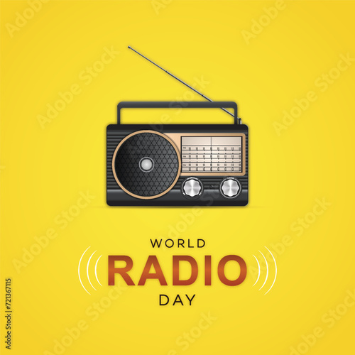 world | radio | day | poster | flat, design, vector, abstract | graphic. of 4 February | world radio day, post | holiday, promo, radio, classic, modern | Vintage 