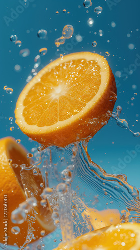 juicy orange and water splash