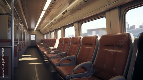 Empty modern train interior. Generative AI