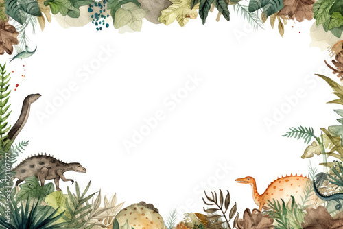 Watercolor dinosaurs on white background. Hand painted illustration for children © Kitta
