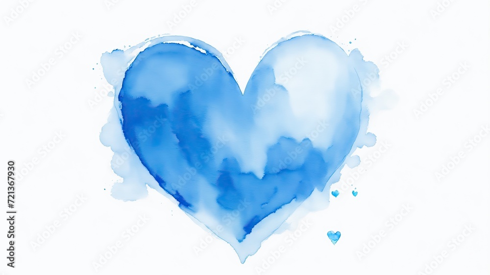 A Blue Watercolor Heart Shape on a white background A Blue Watercolor Heart Shape on a white background