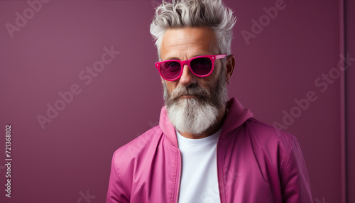 A confident, serious man with gray hair and beard smiling generated by AI