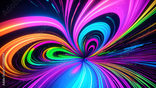AI generated abstract illustration of a psychedelic fluid with vibrant colors and glowing effect