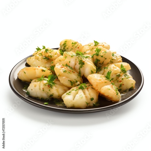 a greencastle monkfish scampi, studio light , isolated on white background photo