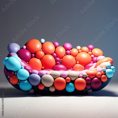 colorful designer sofa   armchair  made of colorful soft balls9