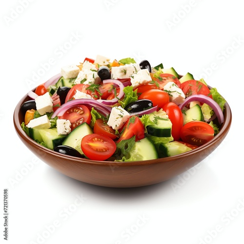 a greek salad, studio light , isolated on white background