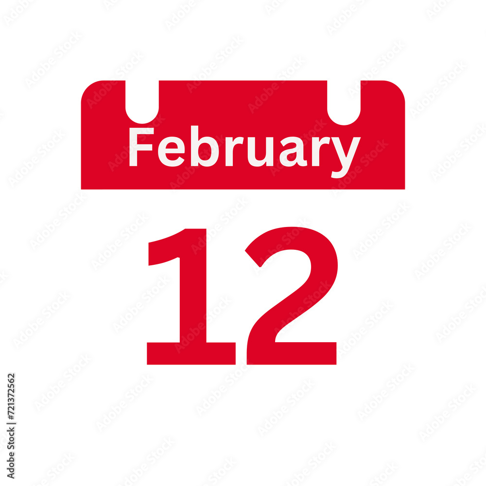 February 12 Calendar Day or Calendar Date for Deadlines / Appointment On a clear transparent background February 12 Calendar Day or Calendar Date for Deadlines / Appointment On a clear transparent background