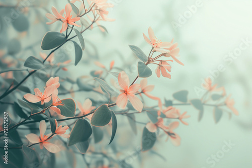 flowers and leaves with soft colors and pastel tones
