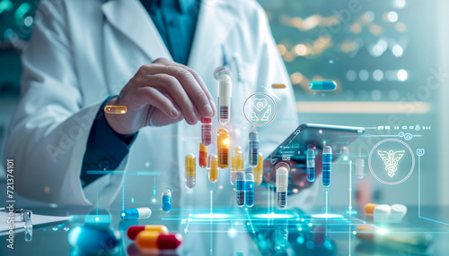 scientist working in laboratory. Science and medicine. Branches of science that treat human beings with their specialties. Medicine, Dentistry, Science, Psycho.