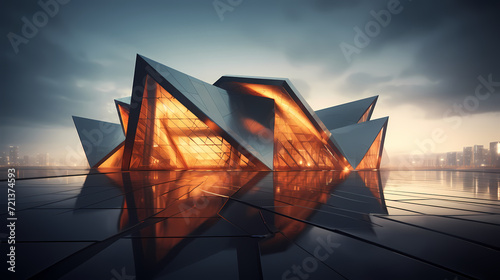 Modern polygonal building exterior design  future architecture