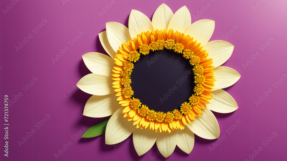 Fototapeta premium AI generated illustration of a frame with flowers around and copyspace for your text or image
