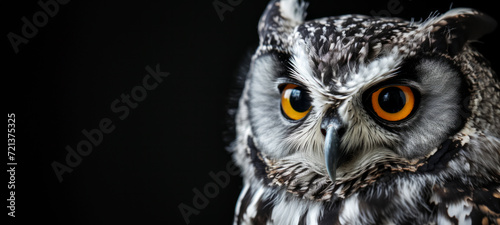 Eyes of a Great Grey Owl or Lapland Owl (Strix nebulosa) on the black background © chiew