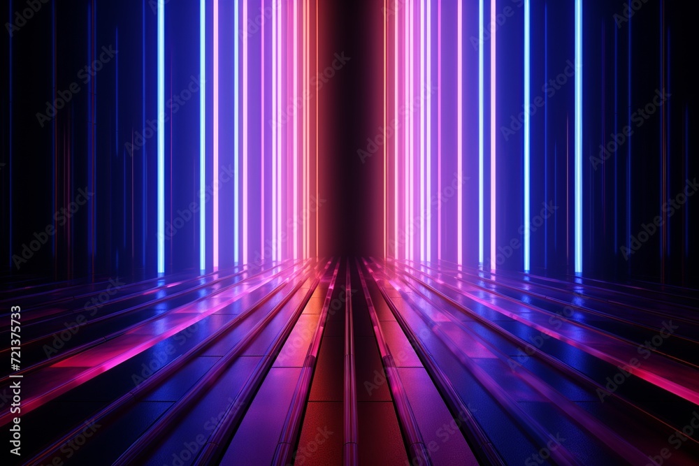 Experience the allure of this striking 3D rendering, presenting an abstract neon background designed specifically as a modern wallpaper Experience the allure of this striking 3D rendering, presenting an abstract neon background designed specifically as a modern wallpaper