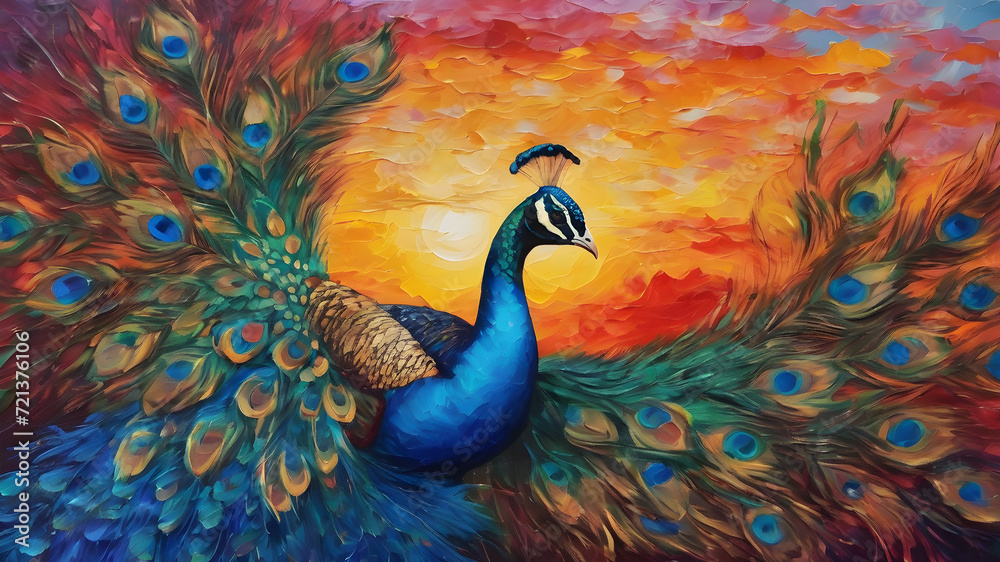 Fototapeta premium Colorful peacock painting