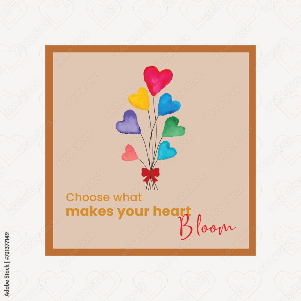 vector illustration hearts bloom greeting card, 