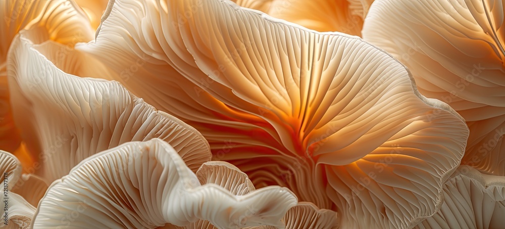 The intricate texture of mushrooms forms an enchanting wallpaper backdrop. The intricate texture of mushrooms forms an enchanting wallpaper backdrop.