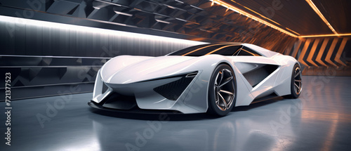 The concept of a white luxury sports car