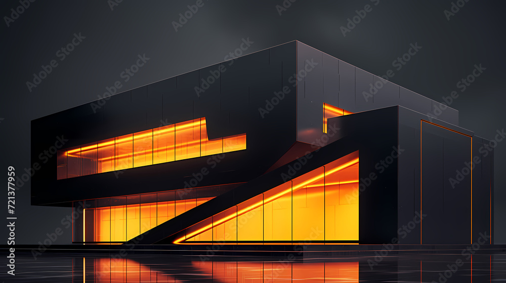 Modern polygonal building exterior design, future architecture Modern polygonal building exterior design, future architecture