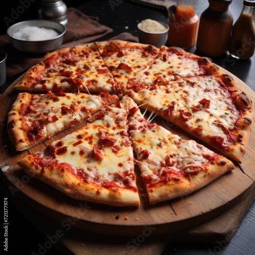 Delicious pizza with lots of cheese