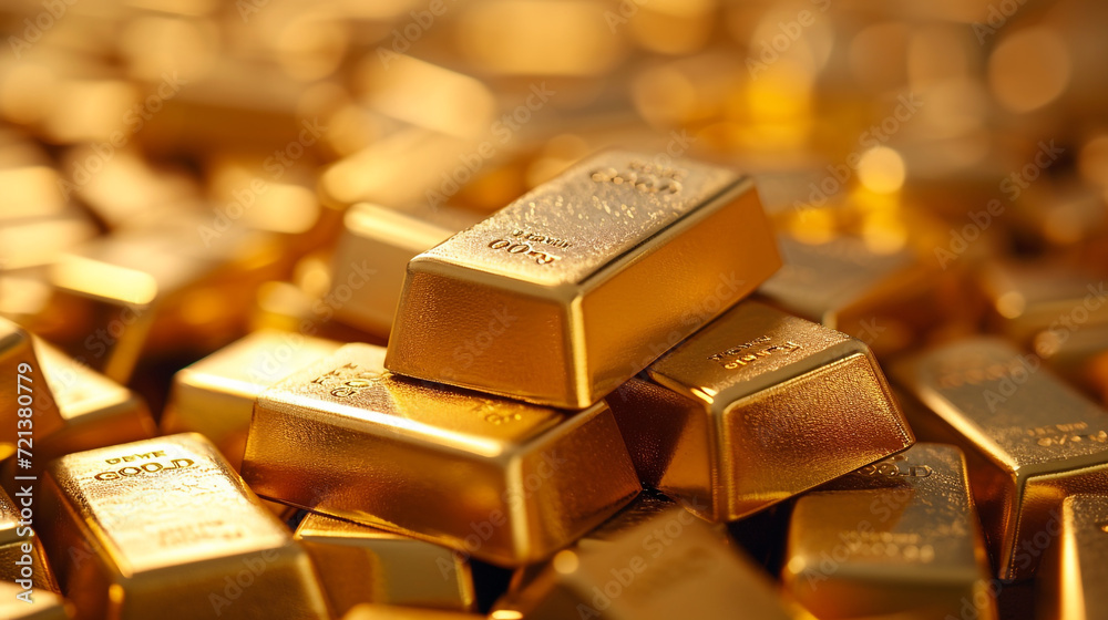 Pile of gold bar background concep with bokeh background. Pile of gold bar background concep with bokeh background.