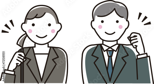 Illustration of young business people (active man and woman)