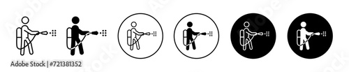 Mite disinfectant man vector icon set collection. Mite disinfectant man Outline flat Icon.