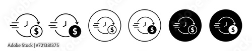Time is money vector icon set collection. Time is money Outline flat Icon.