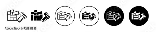 Wooden block vector icon set collection. Wooden block Outline flat Icon.