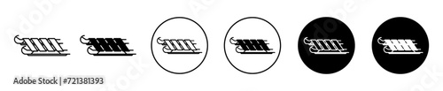 Sled vector icon set collection. Sled Outline flat Icon.