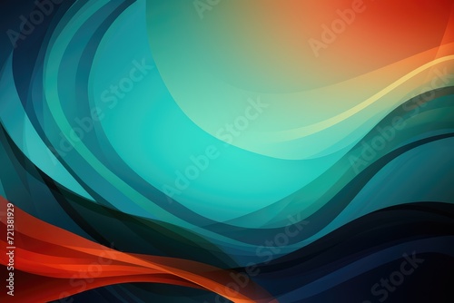Colors of April, abstract background with waves in dark green, light green and orange hues, and with copyspace for your text. April background banner for special or awareness day, week or month photo