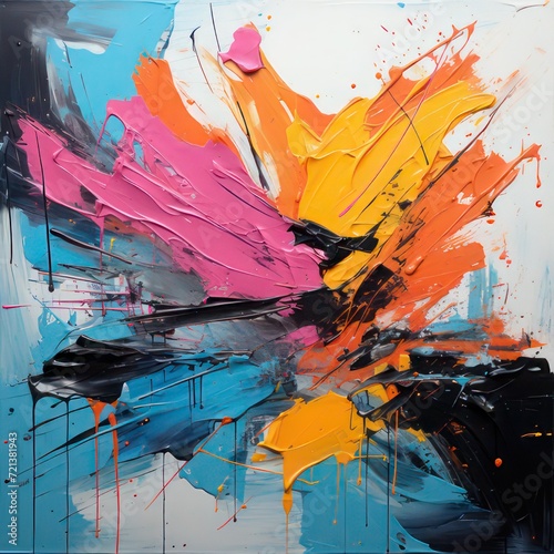 an abstract painting using deep brush strokes and dark bright colors
