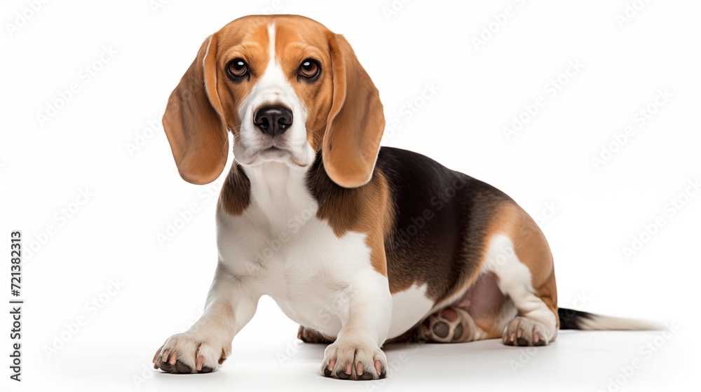 Dog, Beagle in sitting position Dog, Beagle in sitting position