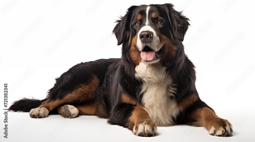 Dog, Bernese Mountain in sitting position Dog, Bernese Mountain in sitting position