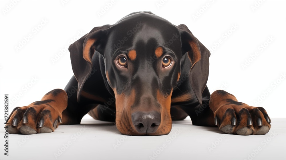 Fototapeta Dog, Doberman Pinscher in sitting position