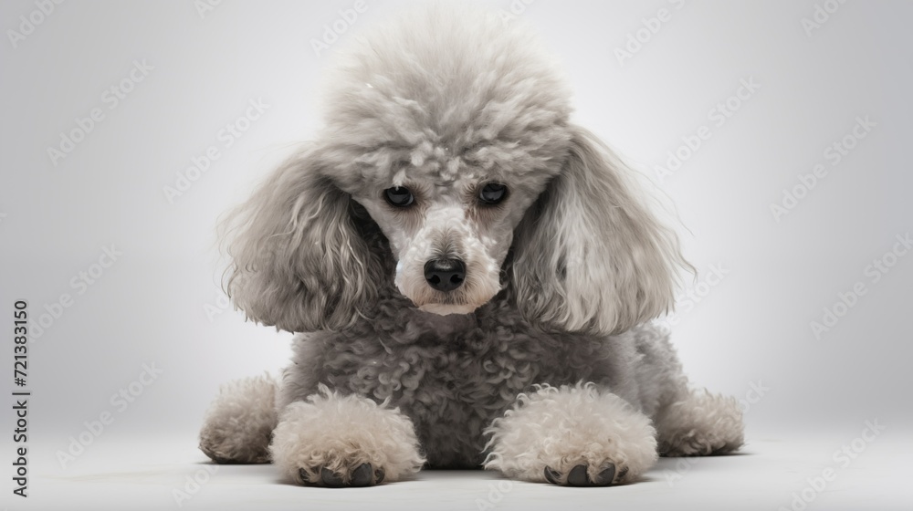 Dog, Poodle in crouching position Dog, Poodle in crouching position