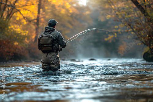 Fall Fishing on a River © vanilnilnilla