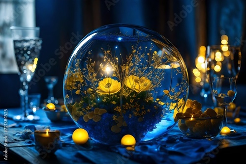 multicolor decorative crystal balls background with shinning materials inside it with fully furnished and clean background  