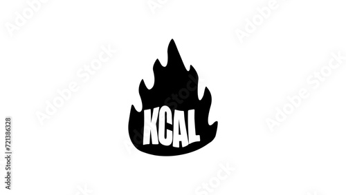 calories burn, kcal sign, black isolated silhouette