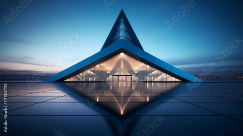 Modern polygonal building exterior design, future architecture