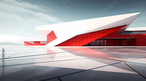 Modern polygonal building exterior design, future architecture