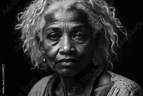 Black and White Portrait of a Senior African American Woman
