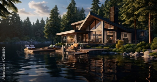 Peaceful Retreats - Immerse in the Tranquility of Lake Houses, Surrounded by Serene Vistas and Hushed Moments © Kingboy