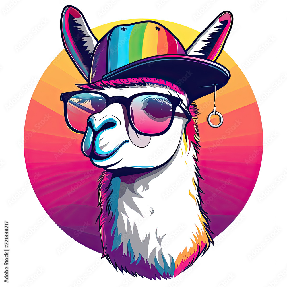 Fototapeta premium Lama Alpaca face avatar. Animal emoji. 