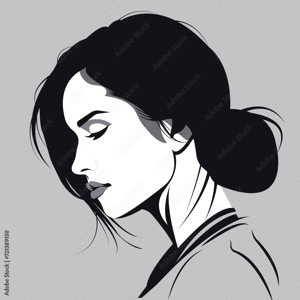 Vector flat monochrome illustration of a young woman with signs of emotional burnout.
Vector flat monochrome illustration of a young woman with signs of emotional burnout.