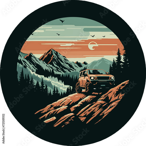 Offroad Jeep illustration T shirt design